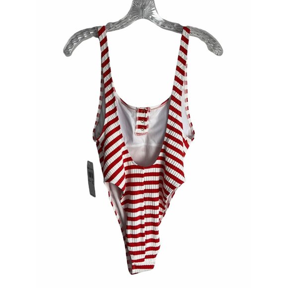 Roxy Hello July Red/White Striped One Piece Swimsuit Medium NWT - Picture 5 of 7